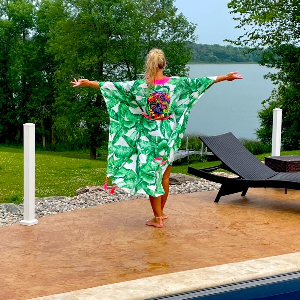 Aromena cashmere swim cover up kimono skull - Picture 2 of 10